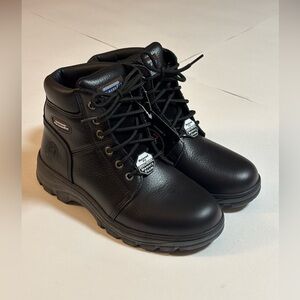 Skechers Womens Work Relaxed Fit Workshire FITTON Black Boots - NWT